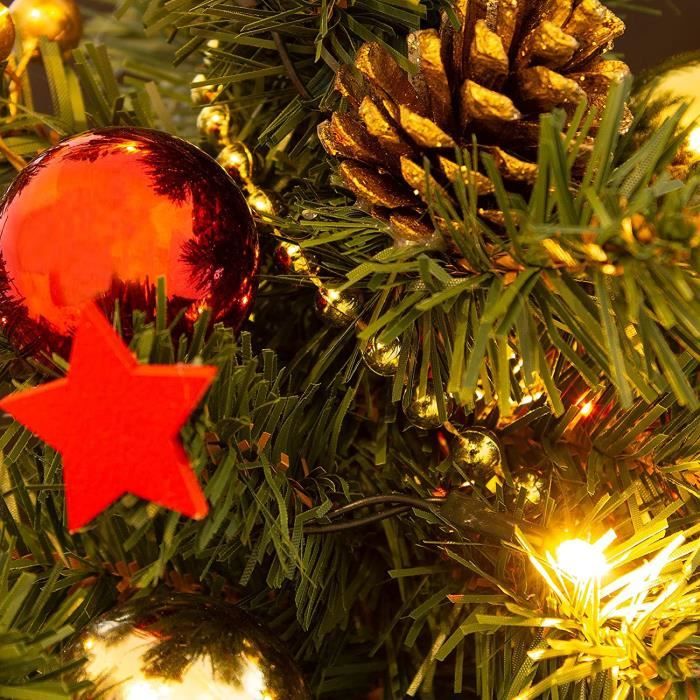 Mini Sapin De Noël Artificiel Avec Guirlande Lumineuse - 45 Cm - Déco Bureau Ou Table - Kit Décorations Inclus - Bleu
