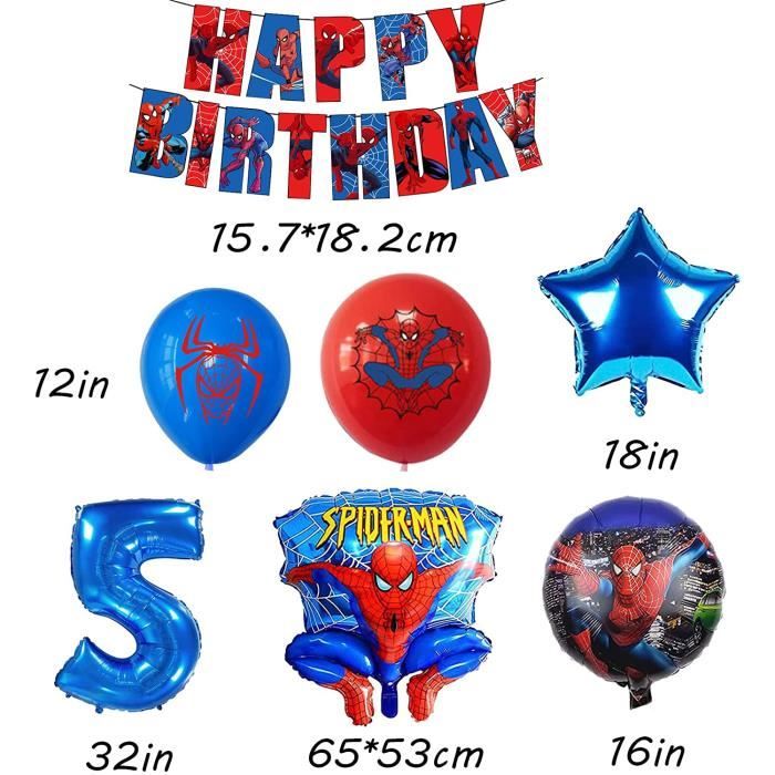 Déco à thème - Kit pour anniversaire thème Spiderman à 9