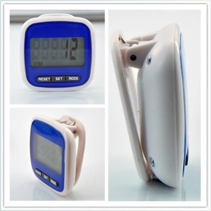 Podomètre 3D – Sans Appli, Clip, Grand écran, Mémoire 7 Jours, Compte Pas/calories/distance, Marche/course