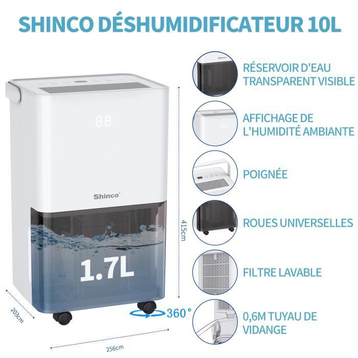 VAG Déshumidificateur d'air 700 ml portable ultra silencieux absorbeur  d'humidité pour la maison chambre, prise EU
