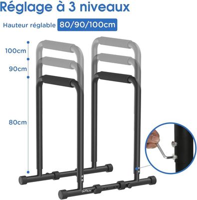 Gravity Fitness Calisthenics Barre statique pour entraînement de musculation à domicile, hauteur réglable avec pieds antidérapants, poignée revêtue de poudre pour exercices de musculation et de