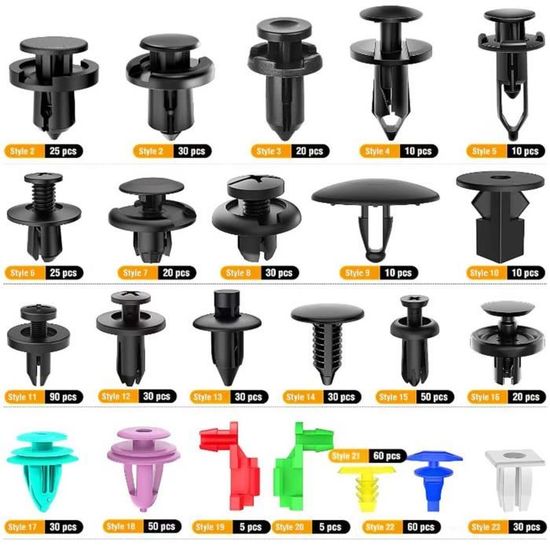Kit De Clips Auto 6 Tailles + 5 Outils | Rivets Plastique Universels Pour Pare-chocs, Portières, Ailes | Boîte De Rangement Pratique