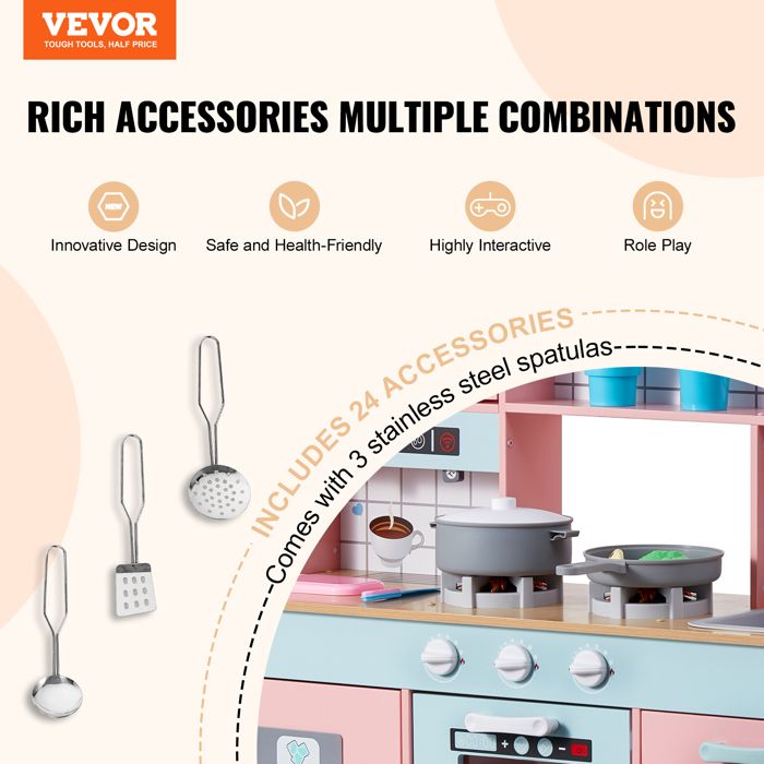 VEVOR Ensemble Cuisine pour Enfants Jouet de Simulation 24PCS Accessoires Blanc VEVOR Ensemble Cuisine pour Enfants Jouet de Simulation 24PCS Accessoires Blanc