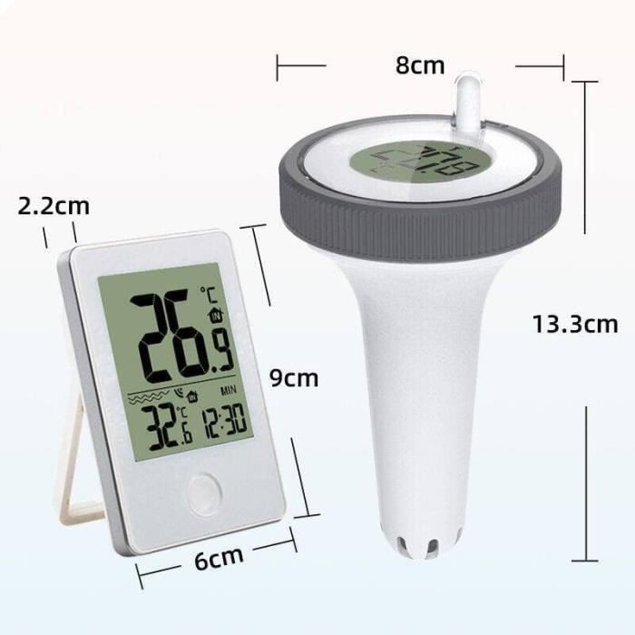 Thermomètre Piscine Sans Fil Collazoey - Capteur Flottant + Récepteur Digital IP67 - Pour Piscine, Spa, Aquarium