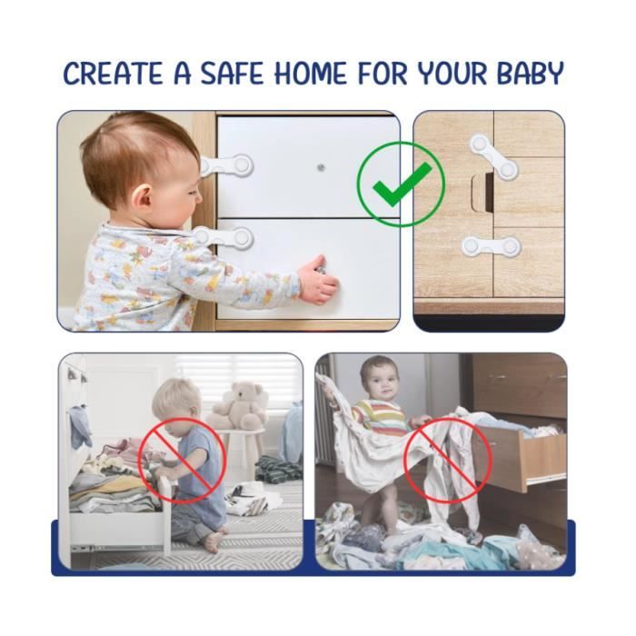 Bloc-porte Sécurisé Pour Enfant - 4 Pièces, Fixation Adhésive, Sécurité Maison