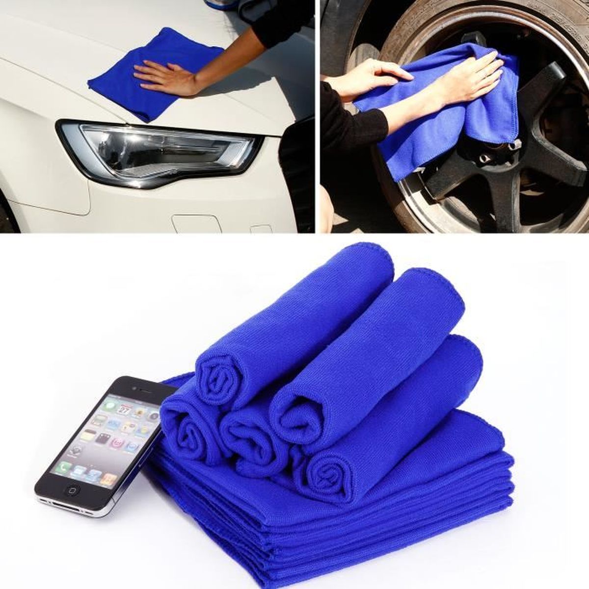 Blue, 5 Pcs fang Fans Nouveaux Chiffons Nettoyage Chiffon Microfibre Lave-Auto Serviette Auto Entretien d/étaillant