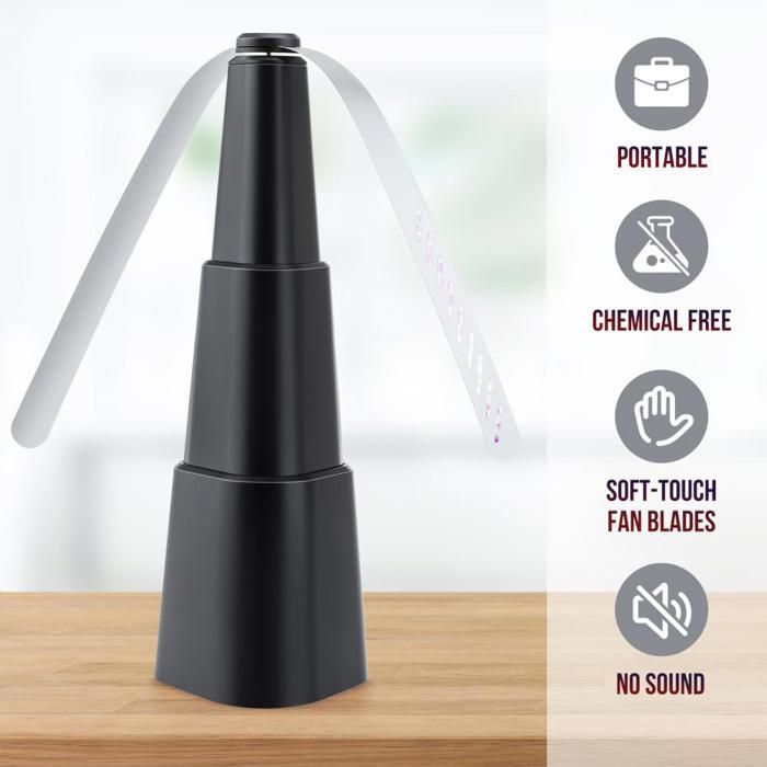 Ventilateur Anti Mouche De Table- Lot De 2; Répulsif Insectes Volants Avec Pales Holographiques
