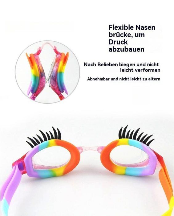 Lunettes De Natation Enfants Avec Cils Colorés - Anti-buée, étanches - Pour Piscine Et Plage, Design Ludique Garçon/fille