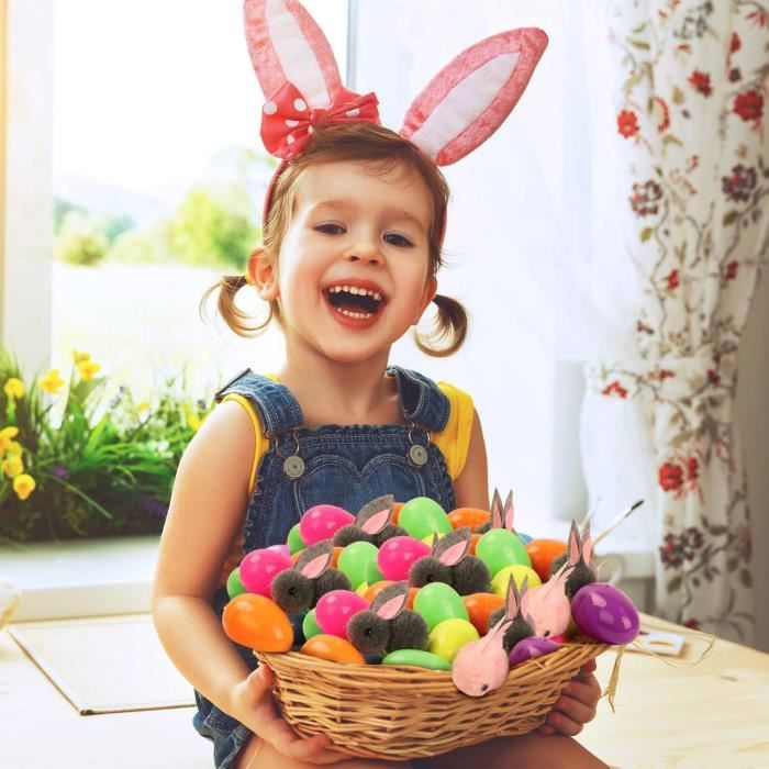 12 œufs De Pâques Pré-remplis - Jouets Lapin En Peluche - Chasse Aux œufs - Cadeau Fête - 10x5 Cm