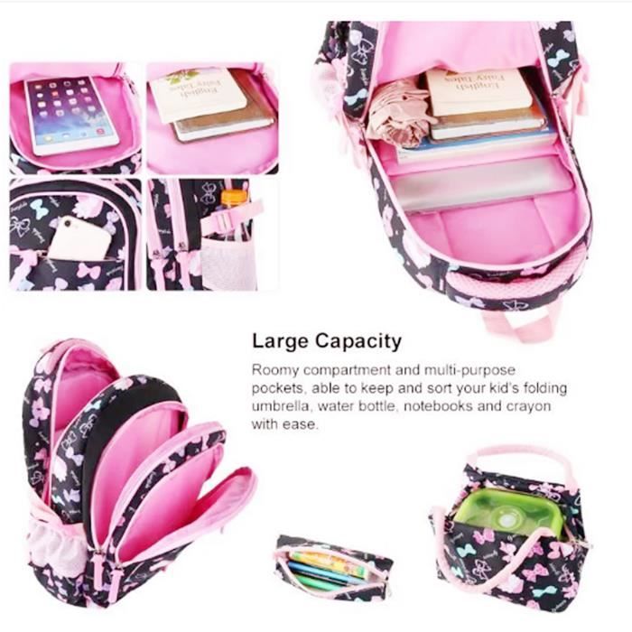 Kouxunt Sac à Dos Fille 3 En 1 Panda - Cartable Primaire Avec Sac Lunch Et Trousse