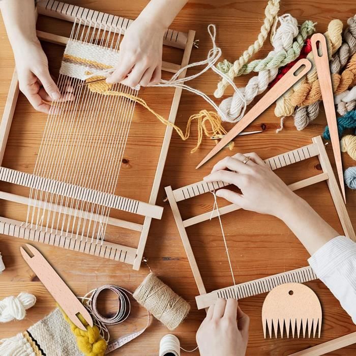 Métier à Tisser Rond En Bois - Kit De Tissage Main Pour Enfants Et Adultes - Créez Vos Propres Tapisseries, Dessus De Table Et Décorations Murales