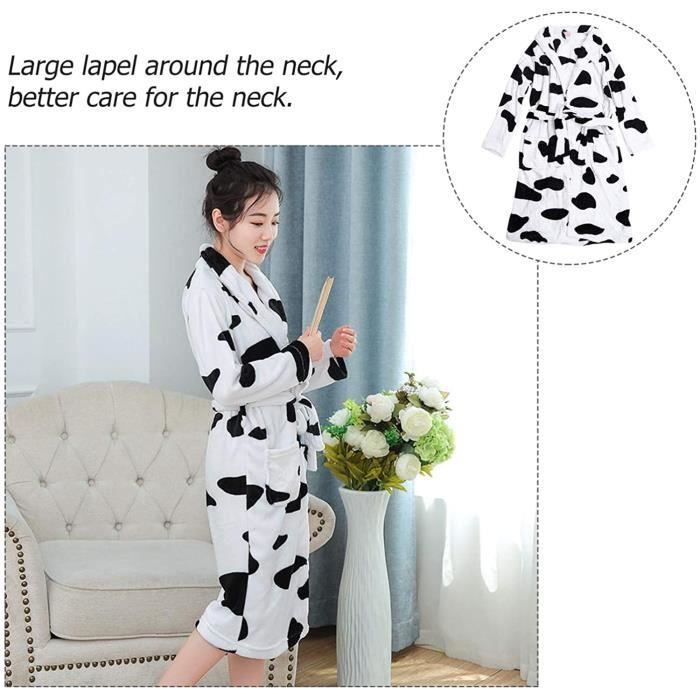 Peignoir de bain peignoir femme peignoir en flanelle peignoir motif vache Confortable et chaleureux pour femmes et aux filles L Cdiscount Maison