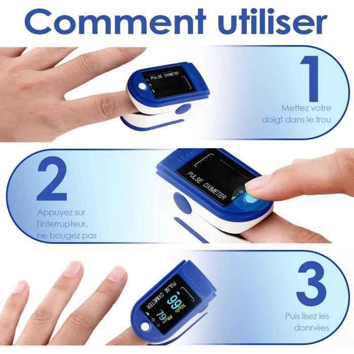 Oxymètre de Pouls, Oxymètre de doigt Numérique Professionnel pour Mesurer  SpO2, Affichage LCD Rotatif à 360 ° - Cdiscount Sport