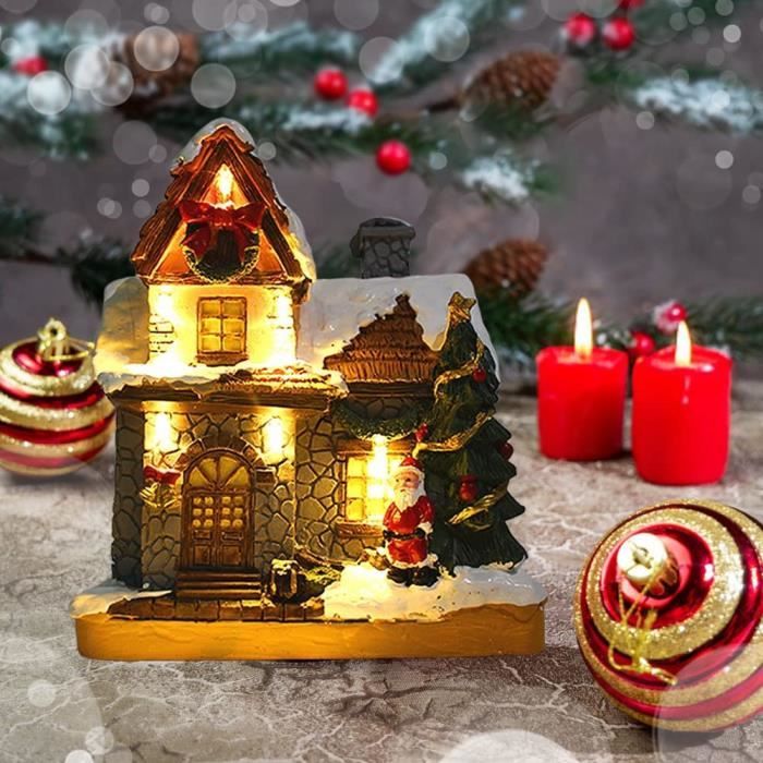 LICHENGTAI Village de Noël Lneux, Maison De Noël Lneuse LED Maison Village  Noel, Mini Village Décorations de Noël Miniature Deco5 - Cdiscount Maison