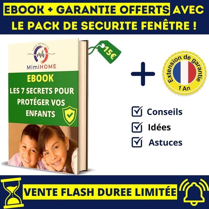 Securite Fenetre et Placard Enfant x 5 PIECES + 5 Cache prise + EBOOK  OFFERT