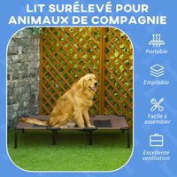 PawHut Cama Elevada para Perros Gatos Portátil Cama para Mascotas con Zona de Malla Transpirable y Tela Oxford para Interior Exterior 122x92x23 cm Rojo