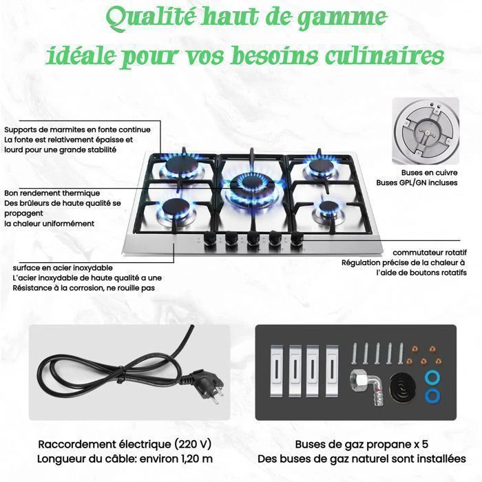 Cuisinière à Gaz Camping 3 Feux NJ – 10,0 KW, Inox, LPG, Classe A, Neuve