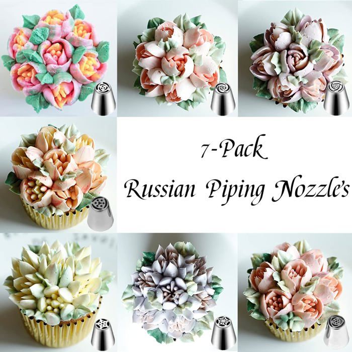 Douille Russe En Acier Inoxydable Pour Décorer Gâteaux – Forme Fleur à 8 Pétales – Pour Pâtisserie, Cupcakes, Biscuits