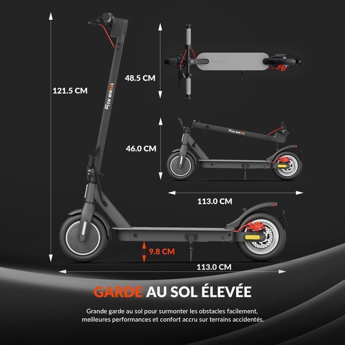 Trottinette électrique pour adultes - Légère et pliable - Moteur 350W - Vitesse
