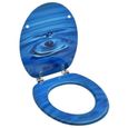 4137LIFE® Luxueux Abattant WC Siège de toilette avec couvercle Deluxe,Assemblage Facile Cuvette WC MDF Bleu Gouttes d'eau-0