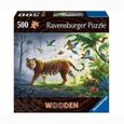 Puzzle en bois Tigre de la jungle 500 pièces robustes et naturelles dont 40 figurines en bois (whimsies), Qualité premium - Pour enf-0