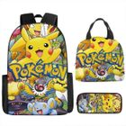 AODUX Pikachu Sac à Dos, Sac à Lunch, Sac à Crayons, Ensemble de Trois cartables pour Enfants,Sac à Dos imprimé en 3D,Lot de 3