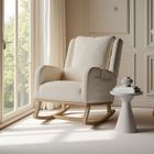 TANANT Fauteuil à Bascule,Rocking Chair avec rangement de poche,Tissu Beige,Style Scandinave,Pour Salon,Chambre,Balcon,Charge 150 kg