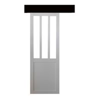 Porte Coulissante Atelier blanc h204xl93 + Rail alu a bandeau Noir - GD MENUISERIES