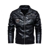 Blouson en Cuir Homme Manteau de Moto Bomber Veste Jacket PU Grande Taille Vogue