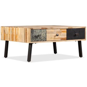 TABLE BASSE Table basse Teck de récupération massif - ALOMEJOR - Vintage - 90 x 65 x 40 cm - Marron - Laqué - Rectangulaire