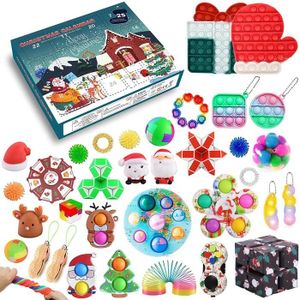 Calendrier de l'Avent 2021 Fidget Toy Set pour Enfants et Adultes 24 pcs Pop Fidget Cadeau de Noël Jouet Garçon Fille Jouet sensoriel Push Bubble 