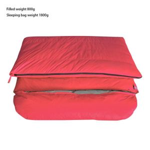 SAC DE COUCHAGE 800g rouge - Sac de couchage en duvet double pour adultes, camping en plein air, voyage, optique'hiver, duvet