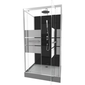 CABINE DE DOUCHE Cabine de douche avec portes sérigraphiées - Gris 