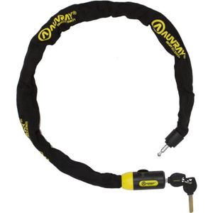 WilTec Cadenas Chaîne Antivol 120cm en Rouge Vélo Moto Serrure Verrouillable avec Cylindre intégré Acier A3 