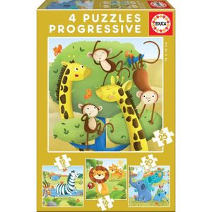 PUZZLE Puzzle Progressif Animaux Sauvages - EDUCA - 4 puz