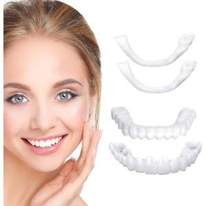 FIXATEUR PROTHÈSE DENT Dents de Prothèse, Dent de Placages Dentaires Instantanées, 2 Paires Dentier Provisoire, Prothèses Cosmétiques pour Hommes, Femmes