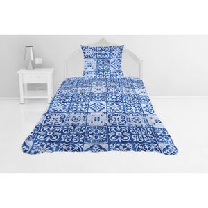 Acheter Ensemble de couvre-lit Urban rayé Queen Size 2 pièces, couvre-lit  155x215 avec taie d'oreiller, tissu 100% polyester, taille unique bleu  marine