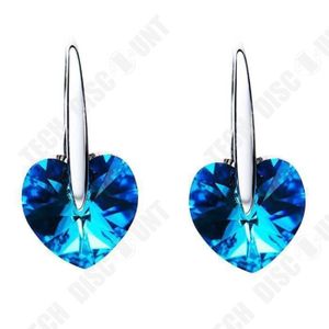Boucles D'oreilles Vintage Strass Bleu - Percées - Style Pendantes - Teinte Argenté