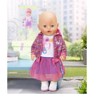 T-shirt Combi Imprimé Rose Pour Poupée Babyborn 43 Cm - Neuf, Modèle Officiel