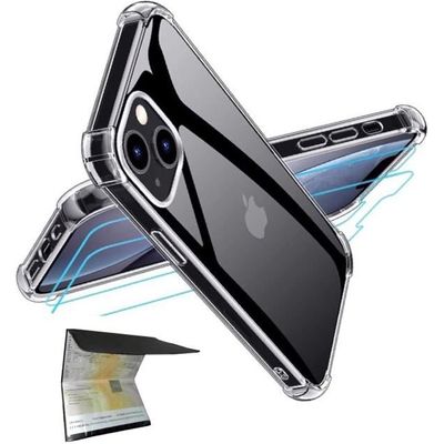 Pack de protection - GHL Tech - iPhone 13 Mini - Coque silicone transparente - 2 Verres trempés - Anti-choc