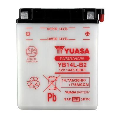 Batterie Moto YUASA YB14L-B2 - Batterie Plomb-Acide Scellée Standard