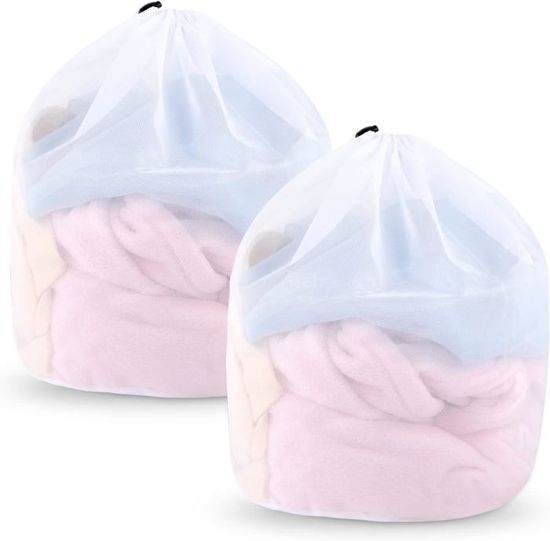 Sacs à Linge En Maille - Lot De 2 - 60x80 Cm - Avec Cordon De Serrage - Réutilisables Pour Machine à Laver