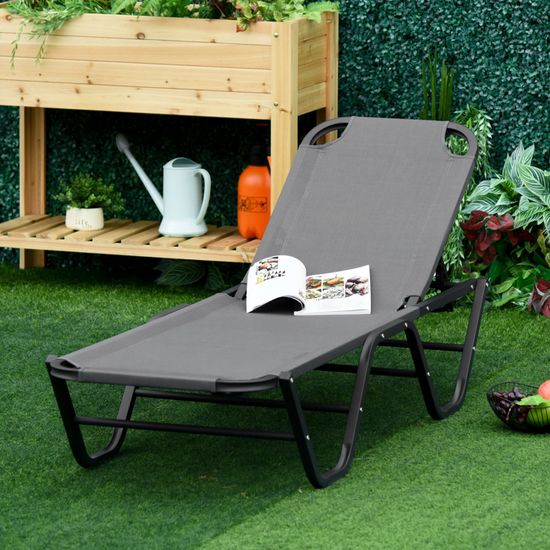 Chaise Longue De Plage Pliable 2 En 1 - Dossier Réglable 5 Positions, Sac De Transport, 100kg Max