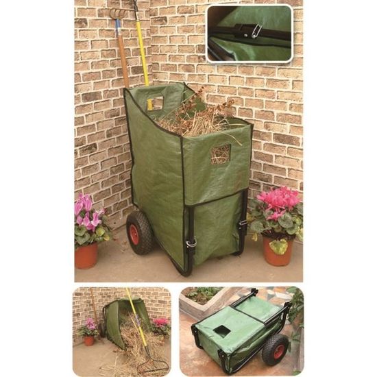 Poubelle De Jardin Mundus 33147 - 62x62x92 Cm - Vert - Sur Roues Pliable - En PE Et Acier - Pour Détritus Et Jardinage