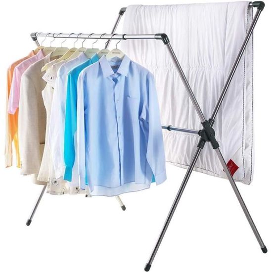 JAOGAUS Étendoir à Linge Pliable 3 Niveaux – Réglable, Portable Avec 4 Roulettes, Pour Intérieur/extérieur, Balcon, Camping