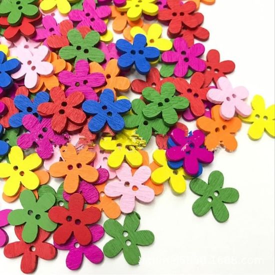 Boutons Cœur En Bois Bouton Couture Multicolore - Lot De 10
