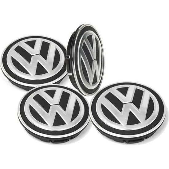 4 x 65MM VW Caches Moyeux Centre Roue Logo Emblème Pour