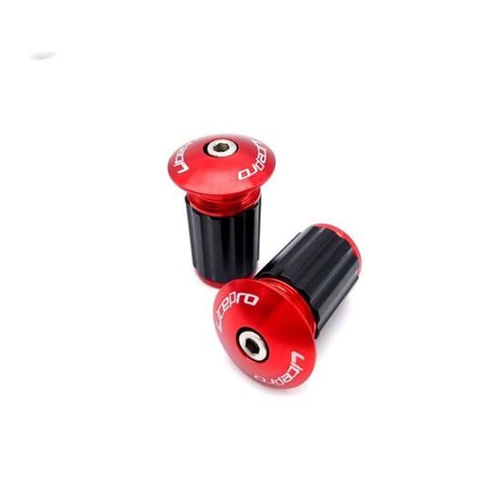 Paire De Poignées De Guidon Vélo Avec Embouts Rouges - Pour Guidon 7/8, Neuves