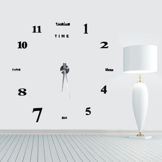 3D bricolage horloge murale maison décoration moderne cristal miroir autocant salon  -HB065
