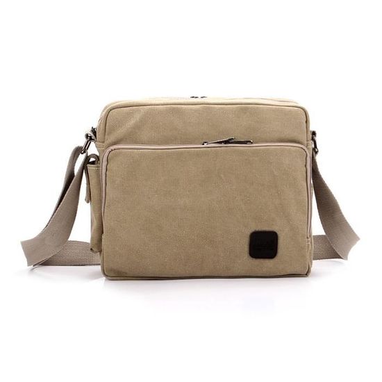 Sac d'épaule Sacoche Homme Toile Vintage Bandoulière Travail Voyage Sport Noir